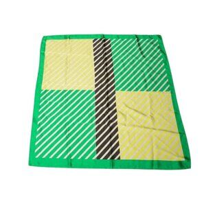 Vintage Scarf Geo Metro Color Block Geometric Stripes Yellow Green Black White